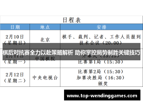 棋后对抗赛全力以赴策略解析 助你掌控局势制胜关键技巧 棋后对抗赛全力以赴策略解析 助你掌控局势制胜关键技巧